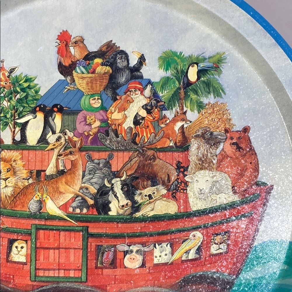 Blue and Red Noah's Ark Metal Tray - Picture 3 of 6